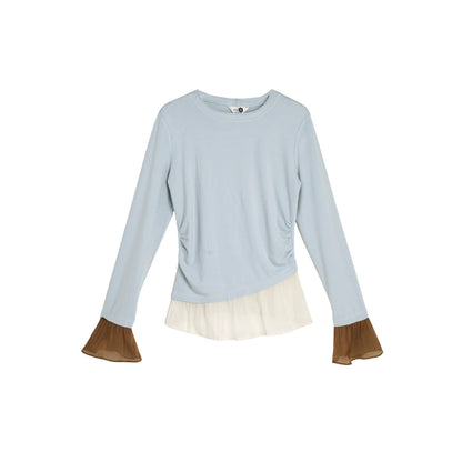 Knitted Panel Long-Sleeved T-Shirt