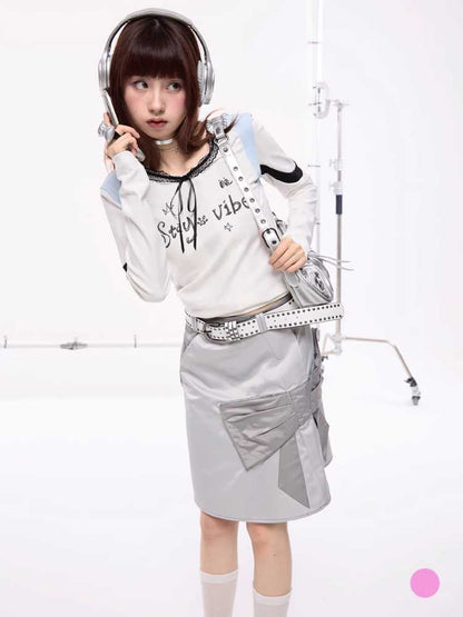 Silver patchwork skirt