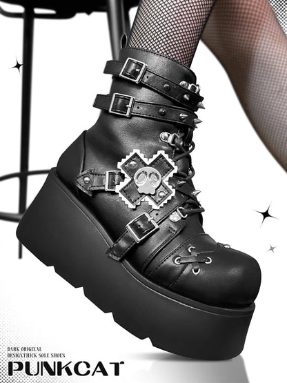 Punk style platform boots