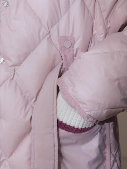 Milk peach long down jacket