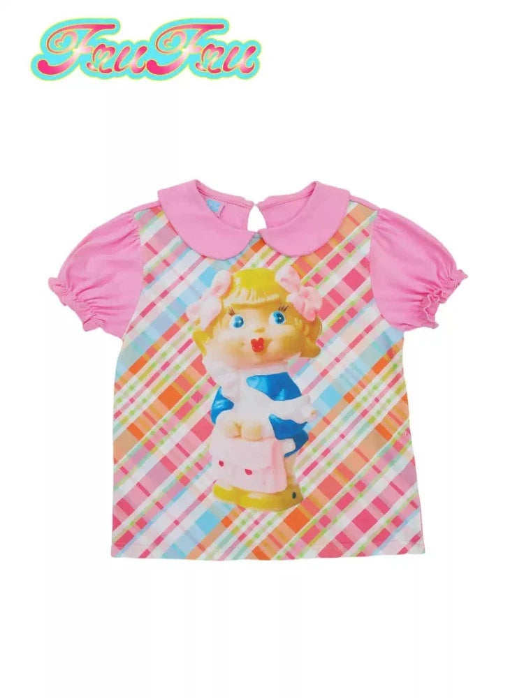 Doll collar puff sleeve T-shirt