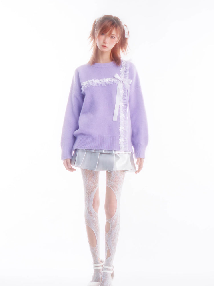 Purple sweater girls knit top