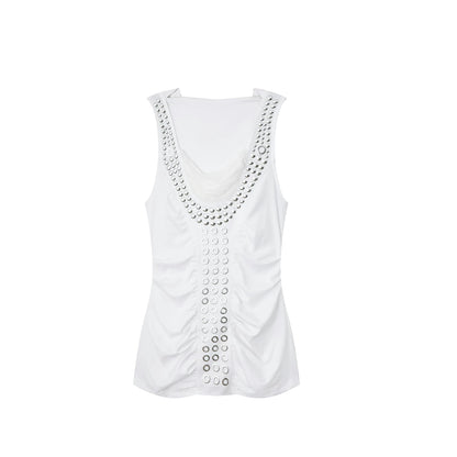 Metal Rivet Pleated Racerback Top