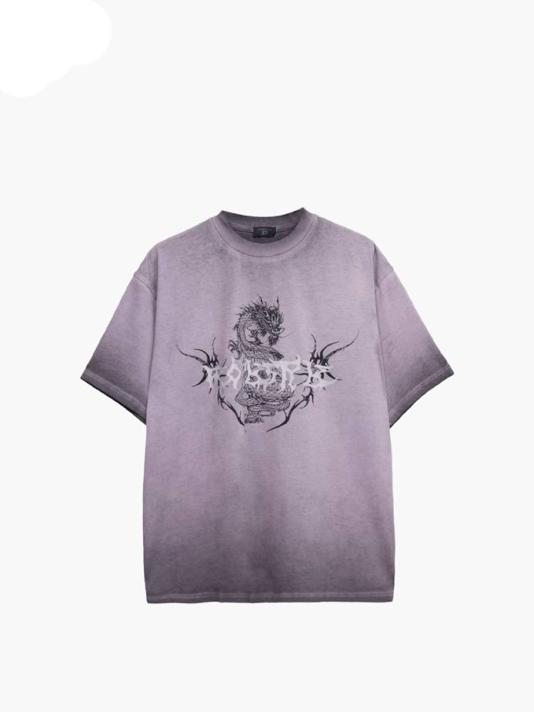 Dragon print round neck T-shirt