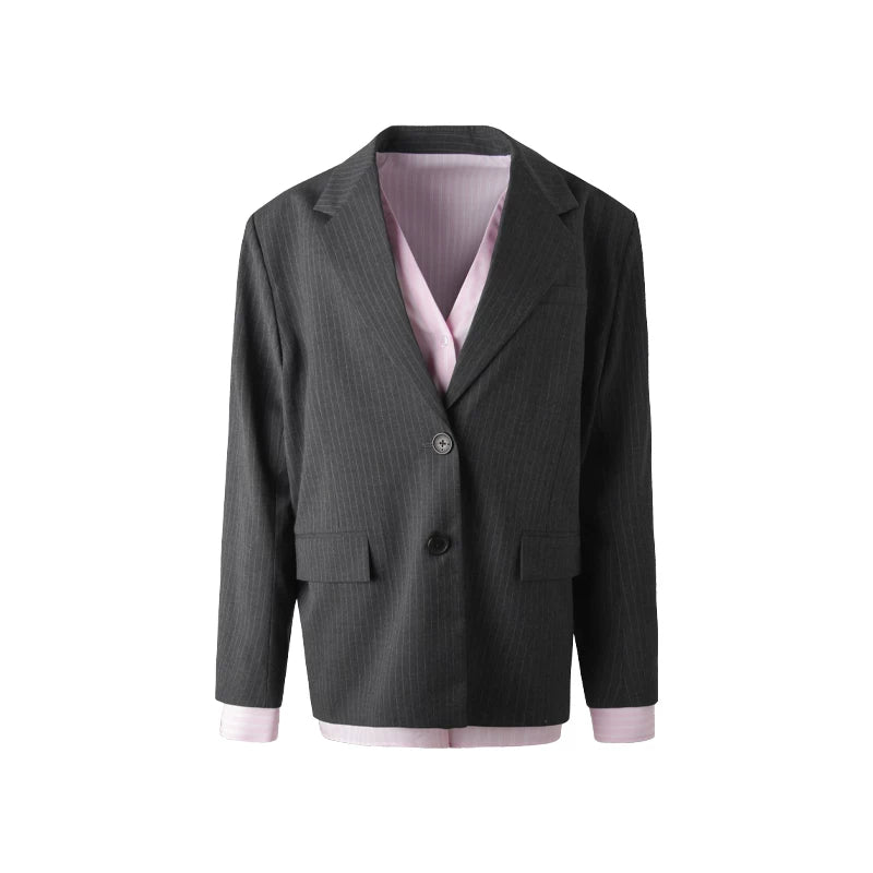 Striped Patchwork Blazer Jacket