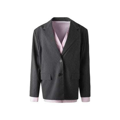 Striped Patchwork Blazer Jacket