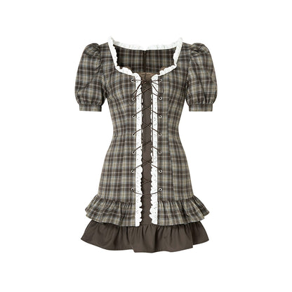 Lace Bubble Sleeve Dress