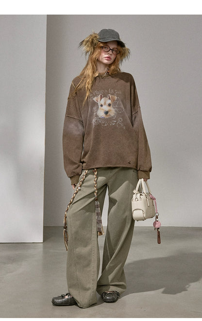 Retro Mottled Graphic Sweatshirt