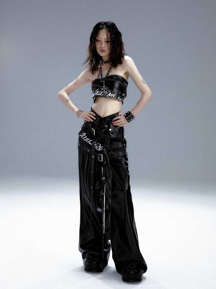 High waist punk pants