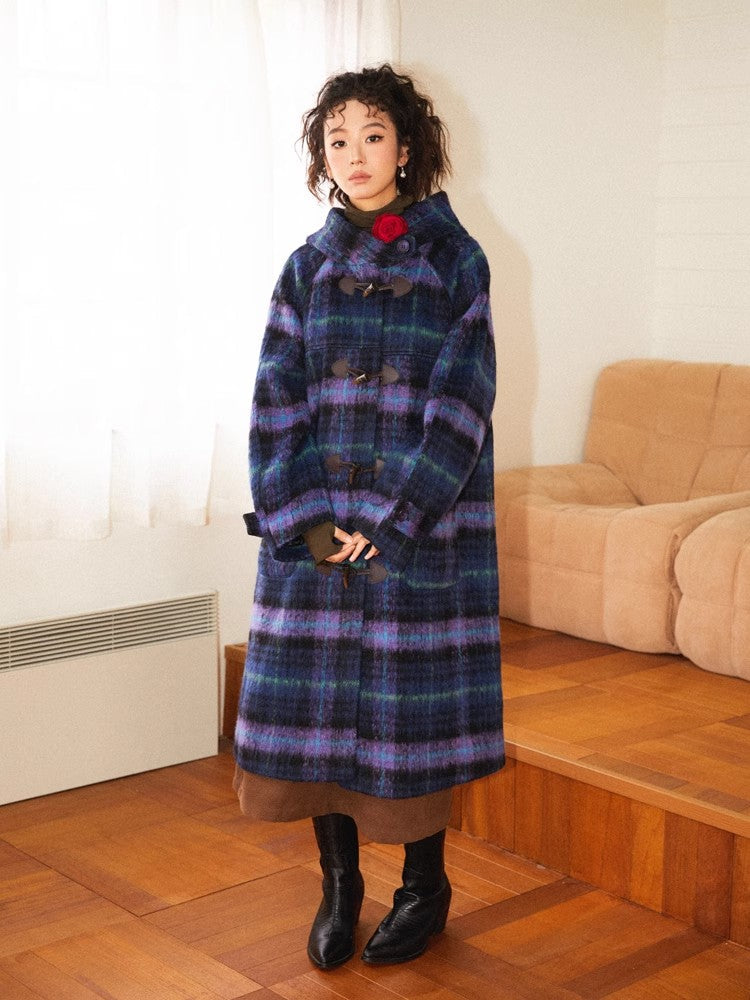 Plaid long coat