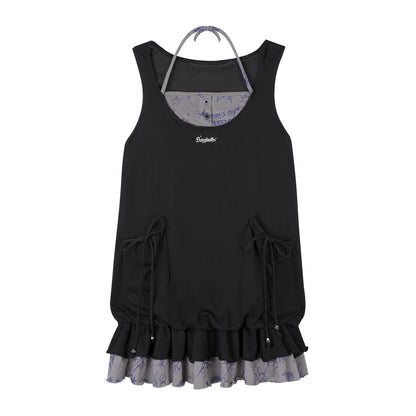 Graffiti-Katzenohren-Sommerkleid-Set