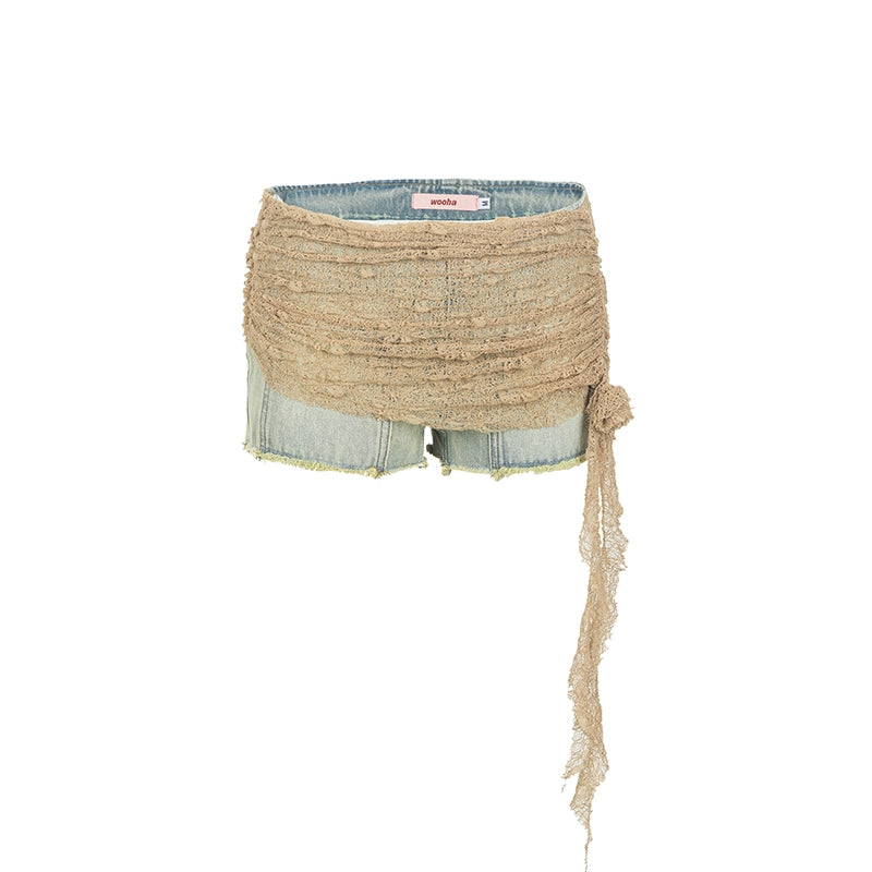Summer Lace-Trim Denim Shorts