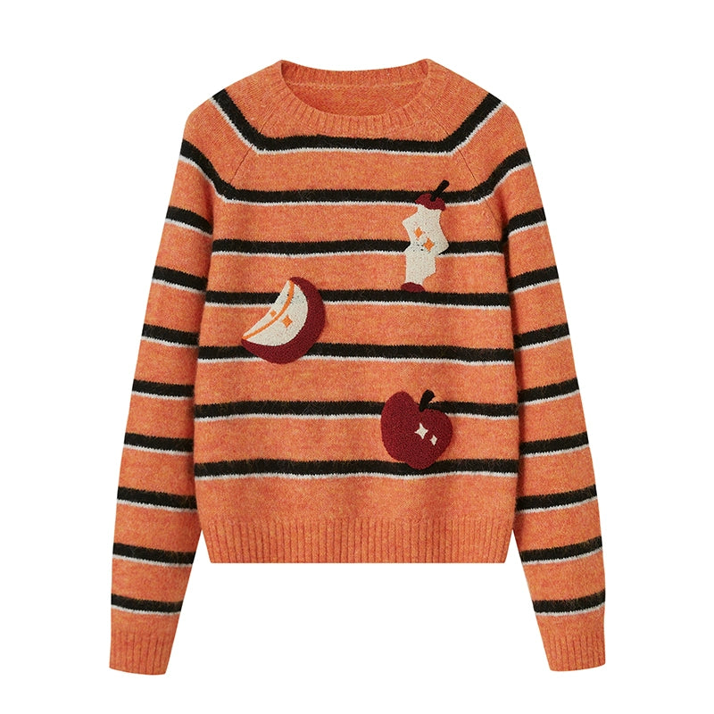 Apple Striped Crew Neck Sweater