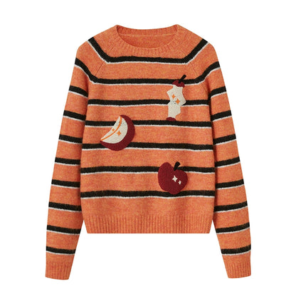 Apple Striped Crew Neck Sweater