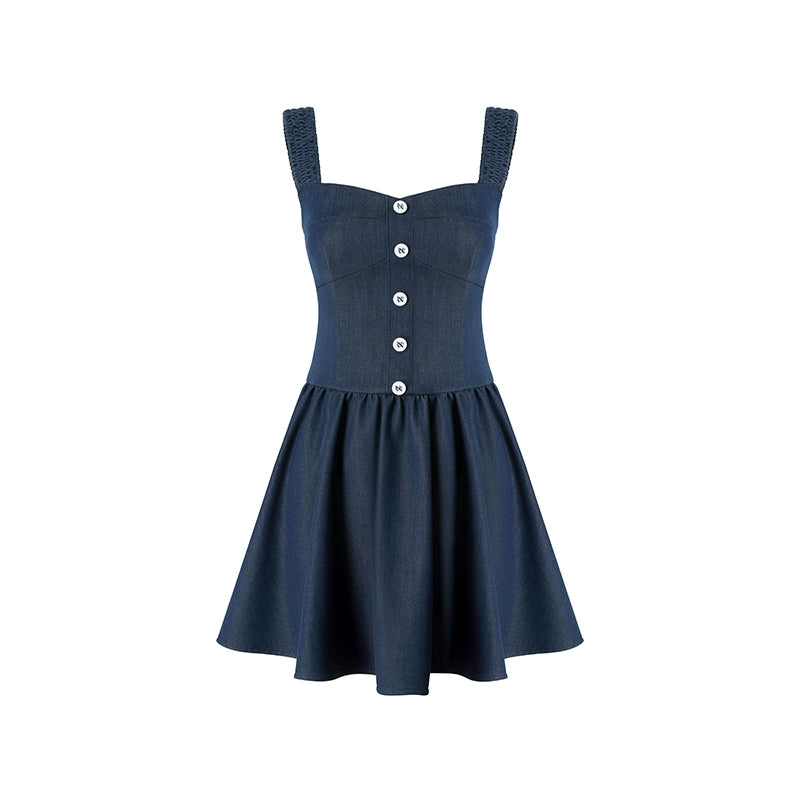 Sea View Navy Blue A-Line Puffy Dress