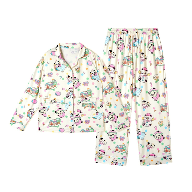 Cartoon Panda Print Pajamas Set-Up