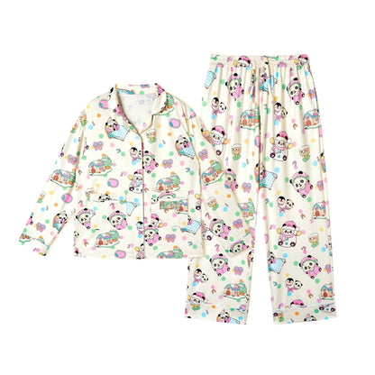 Cartoon Panda Print Pajamas Set-Up