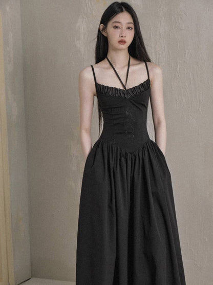 Slim waist suspender skirt