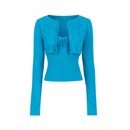 Sweet Embroidered Knitwear Set