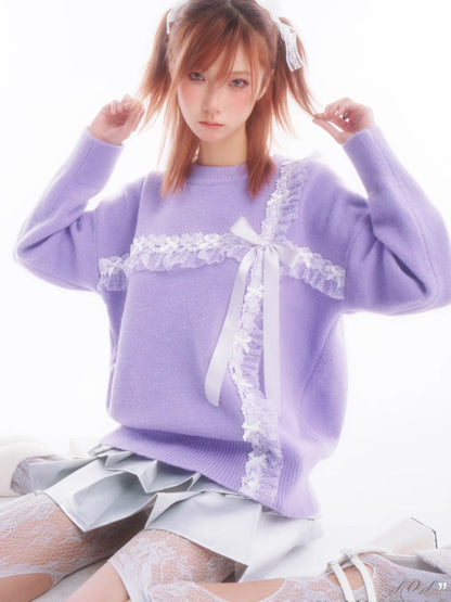 Purple sweater girls knit top