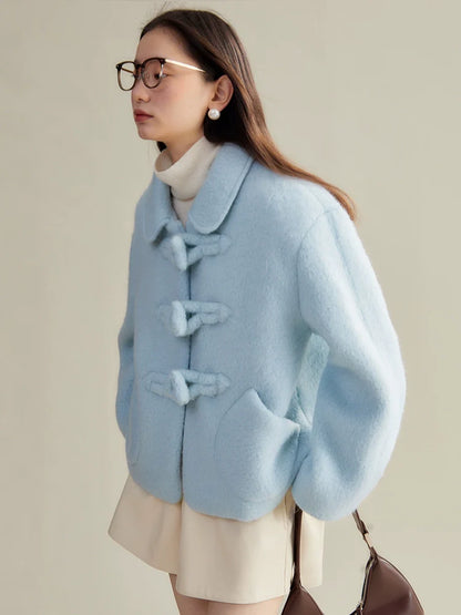 original design baby blue button coat