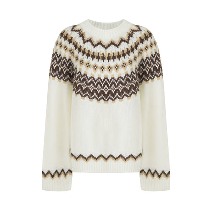 Retro Color-Block Jacquard Sweater