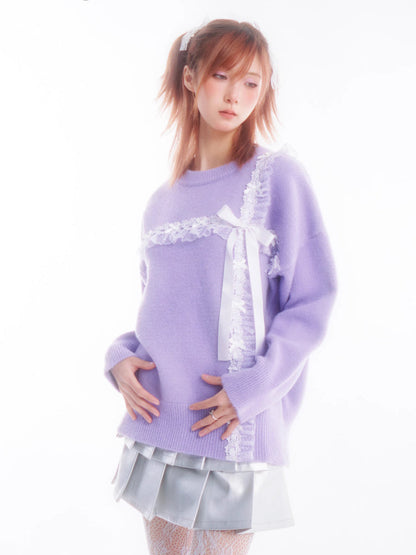 Purple sweater girls knit top