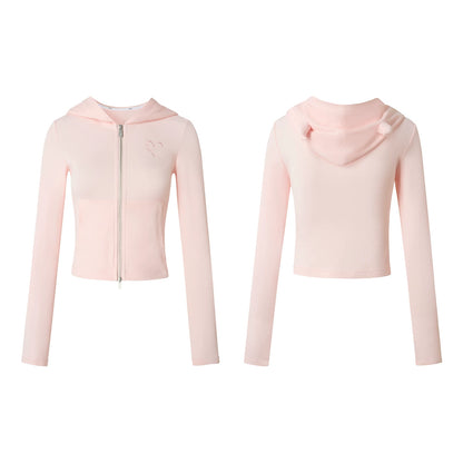 Heart Embroidery Hooded Sweatshirt Set-Up