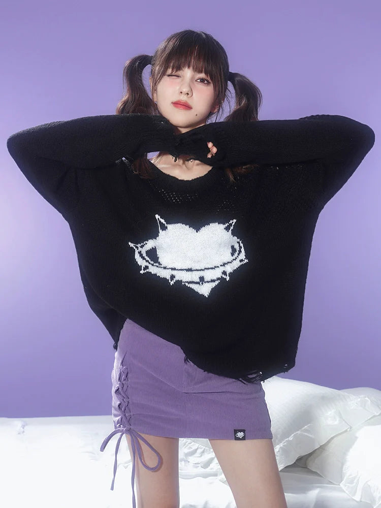 Loose jacquard pullover sweater