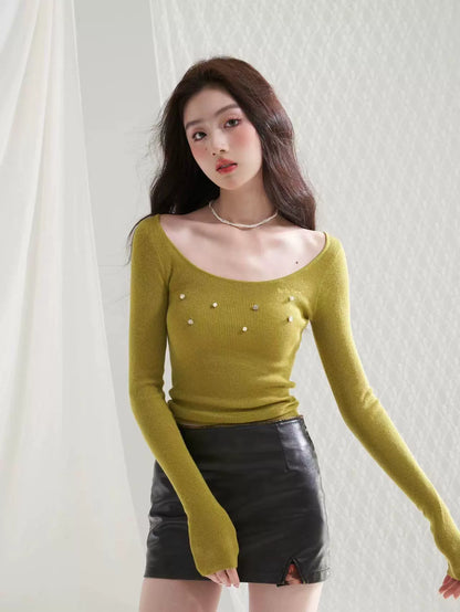 RunRunSweet wool knit slim long sleeve top