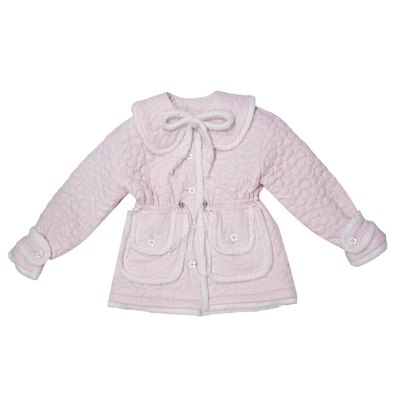 Cute Flower Solid Color Warm Jacket