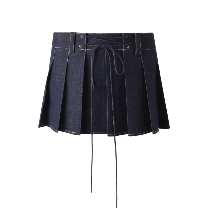 Vintage Crossover Pleated Skirt