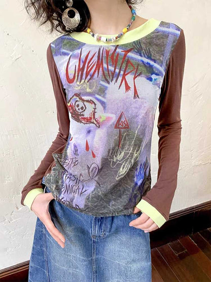 Printed long sleeve T-shirt