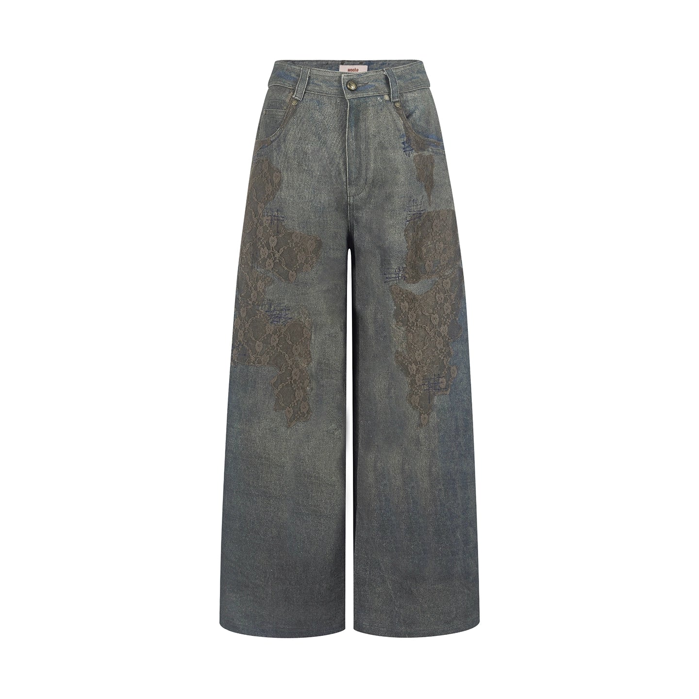 Retro Lace Straight Jeans