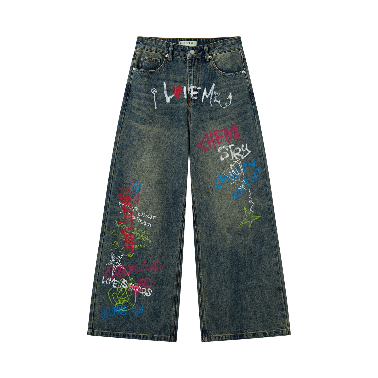 Childish Graffiti Wide-Leg Jeans