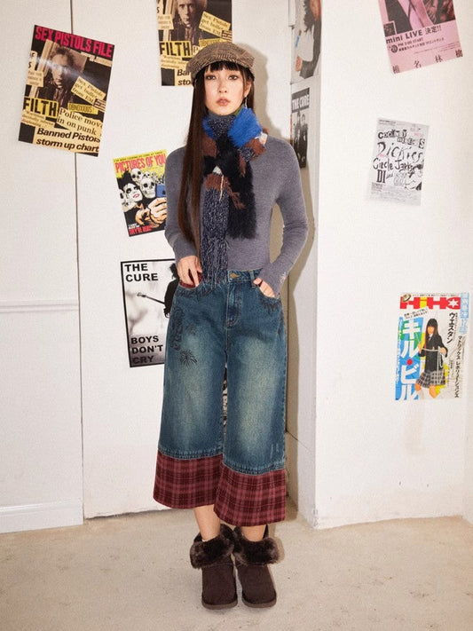 Plaid cropped pants