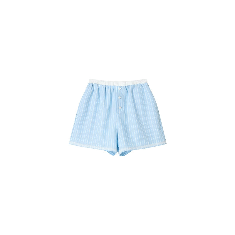 Blue Striped Lace Cami & Shorts Set-Up