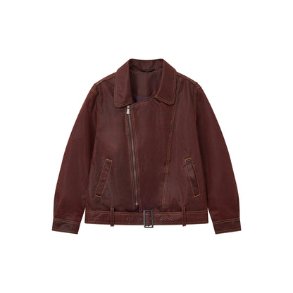 Lapel Cropped Leather Jacket