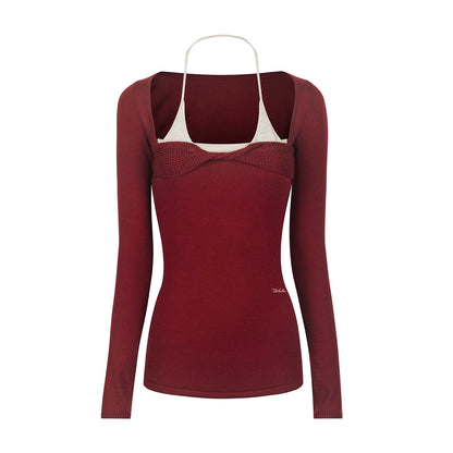 Color-Block Halter Knit Sweater