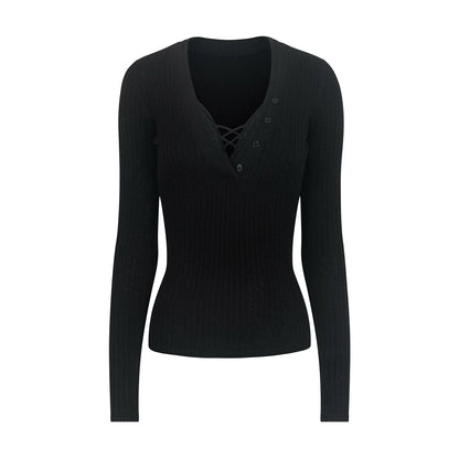 V-Ausschnitt Strickpullover