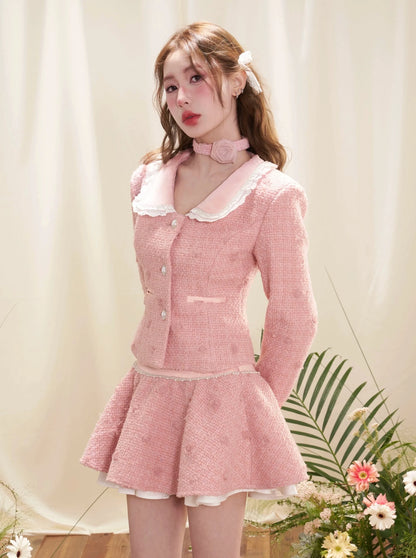 fragrance waist coat puffy skirt set