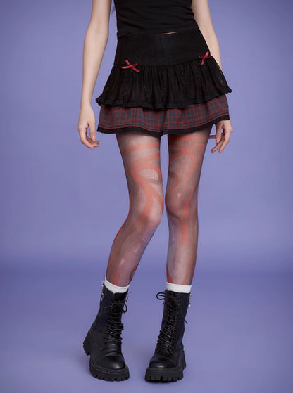 Asian Girl Red Plaid Skirt