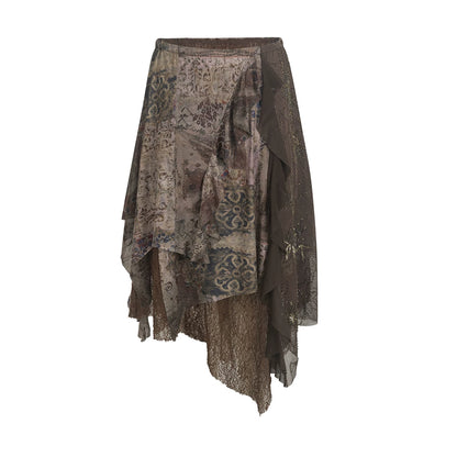 Ausgestellte Jeanshose mit Vintage-Muster