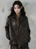 Dark brown coffee-leather coat