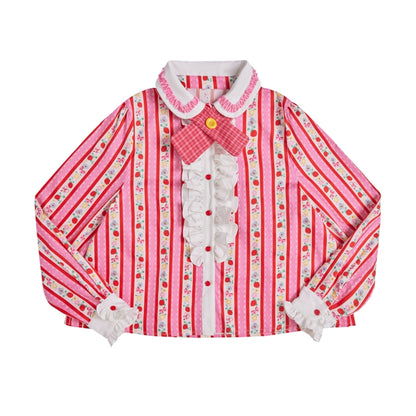 Striped Bow Tie Cotton Shirt