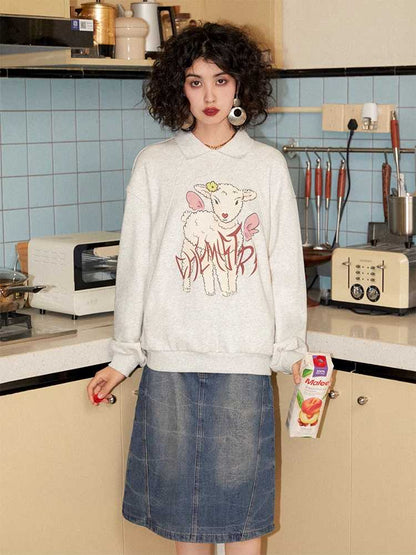 Printed loose sweatshirt