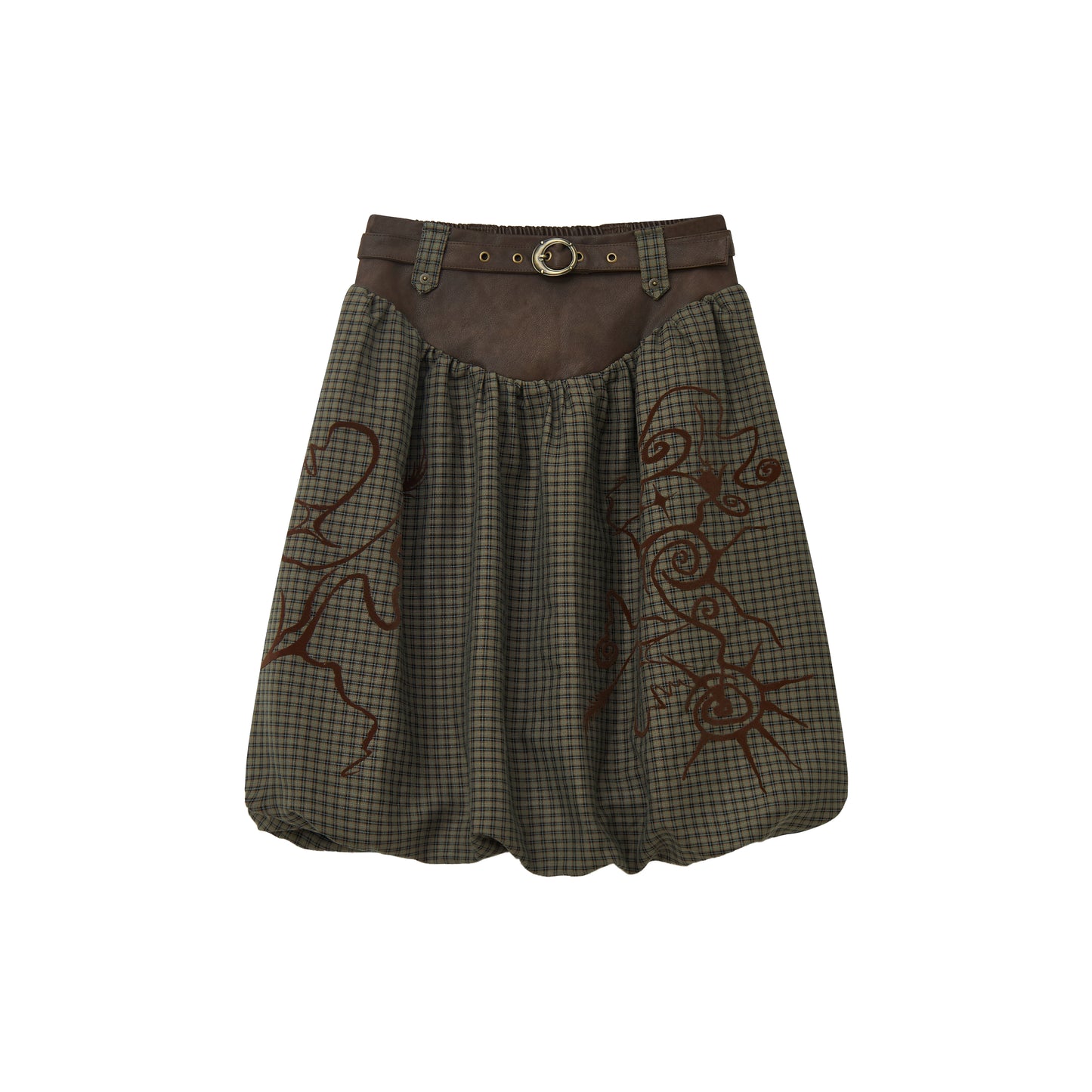 Flower Bud Flock Print Skirt