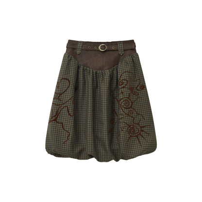 Flower Bud Flock Print Skirt