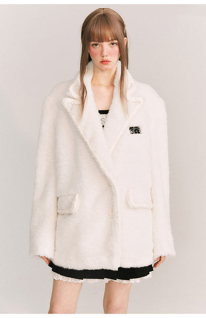 Wool twist white tweed Coat