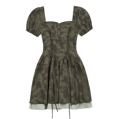 Dunkelmoosfarbenes figurformendes Kleid